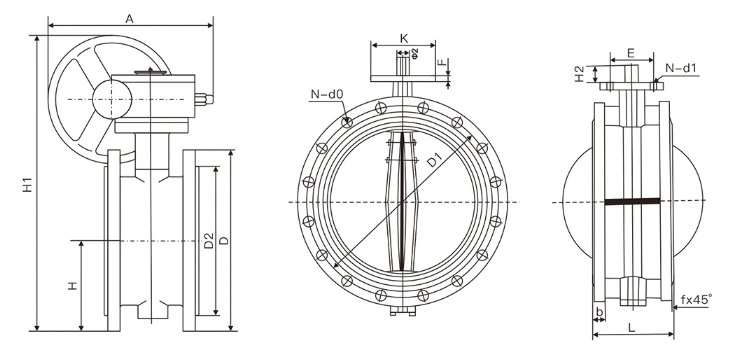 Soft Seal Flange Butterfly Valve Drawning Soft Seal Flange Butterfly Valve Drawning